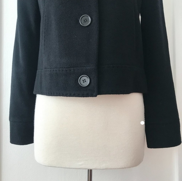 REISS Serge Black Cashmere Wool Crop Coat Jacket Size L - Picture 3 of 9